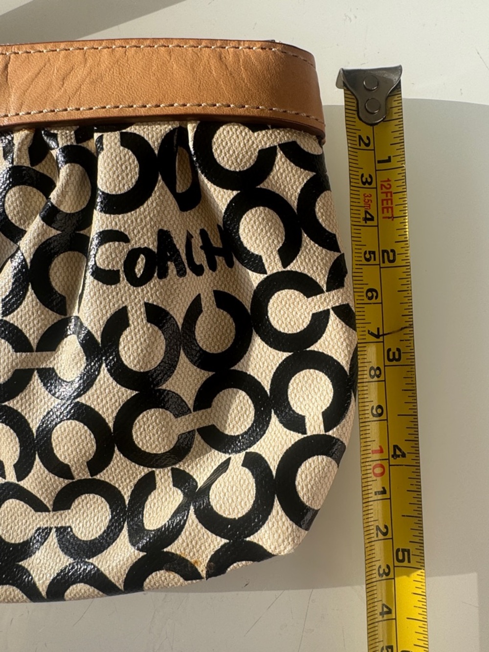 Coach Tan and Black Signature Wristlet - Picture 9 of 12